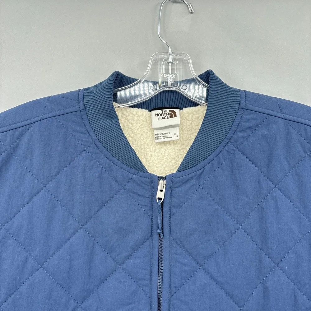 The North Face Vest Mens 2XL Blue Quilted Full Zip Sherpa Fleece Lined Insulated